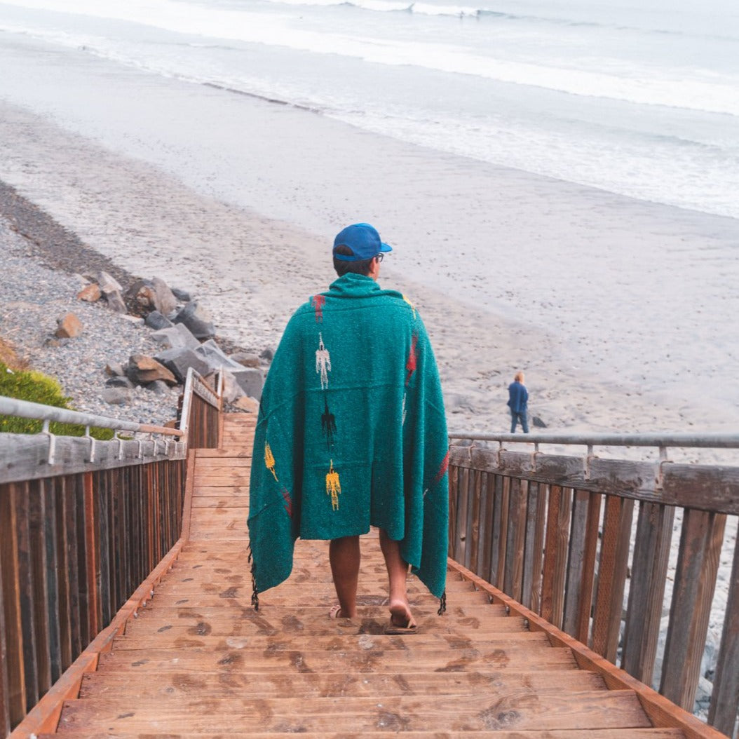 Turquoise Green Baja Thunderbird Blanket West Path