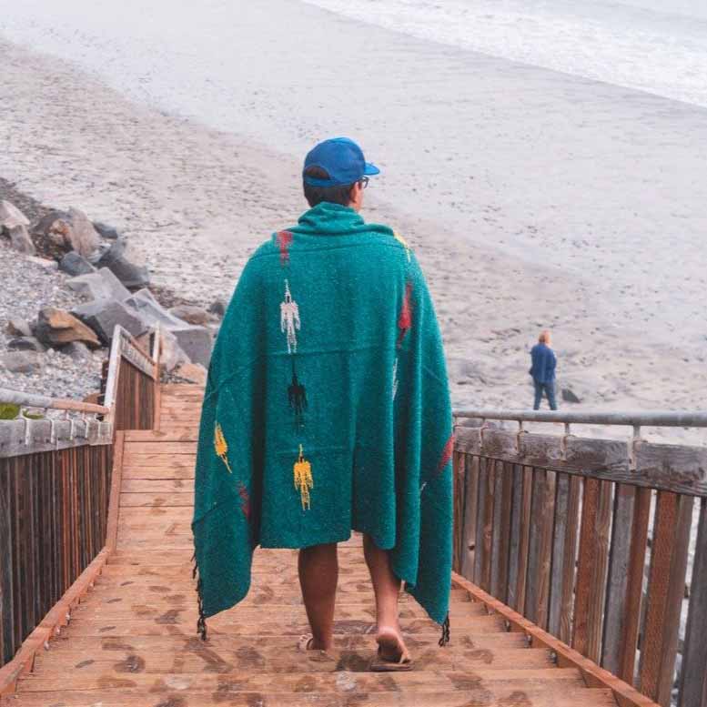 Turquoise Green Baja Thunderbird Blanket West Path