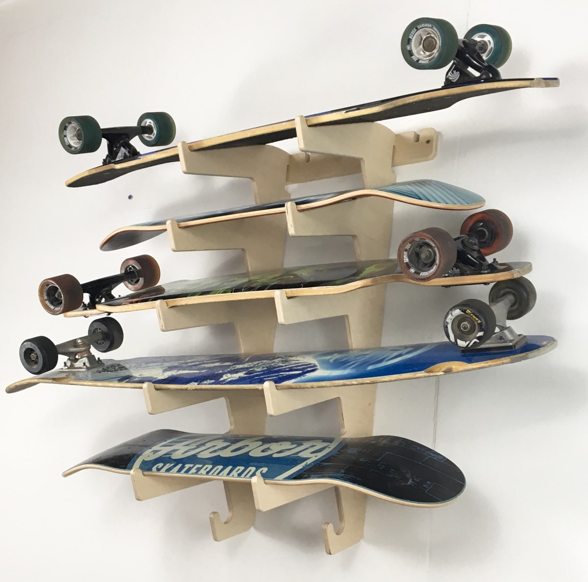 THE SHOWCASE skateboard wall rack Rado Racks
