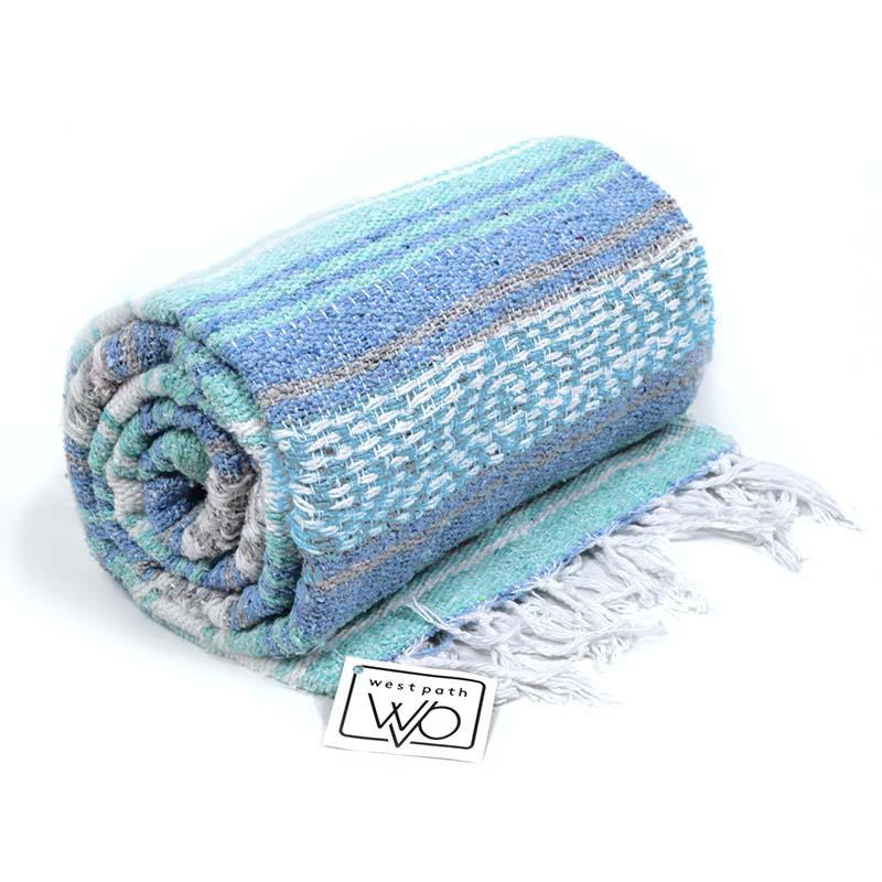 Mint Blue Ocean Mexican Falsa Yoga Blanket West Path
