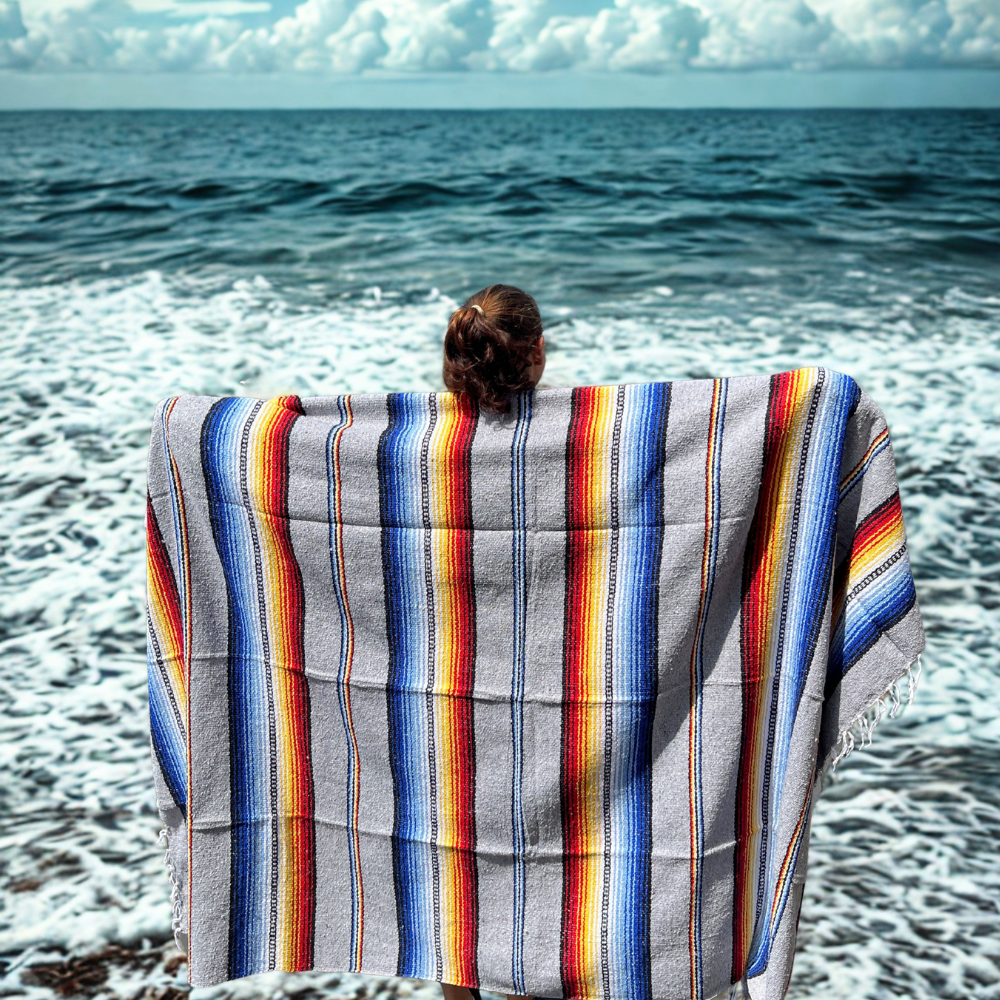 Grey Sol Mexican Blanket