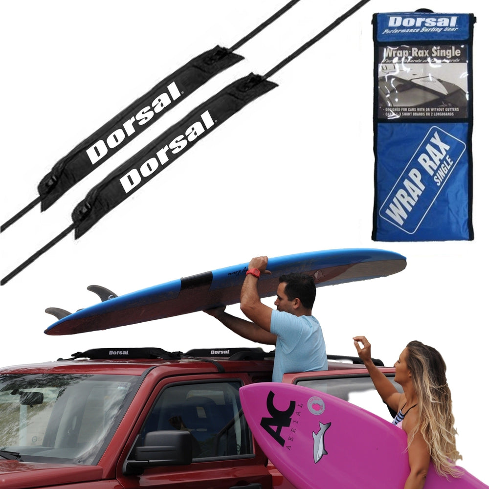 DORSAL Universal Surfboard Car Roof Wrap Rack Padded System (Holds Up to 3 Boards) Fits Any Car, Neoprene Buckle Covers Prevent Damage - Pack of 2 DORSAL®