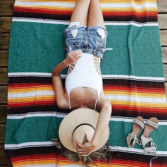 Turquoise Sunset Baja Diamond Yoga Blanket West Path