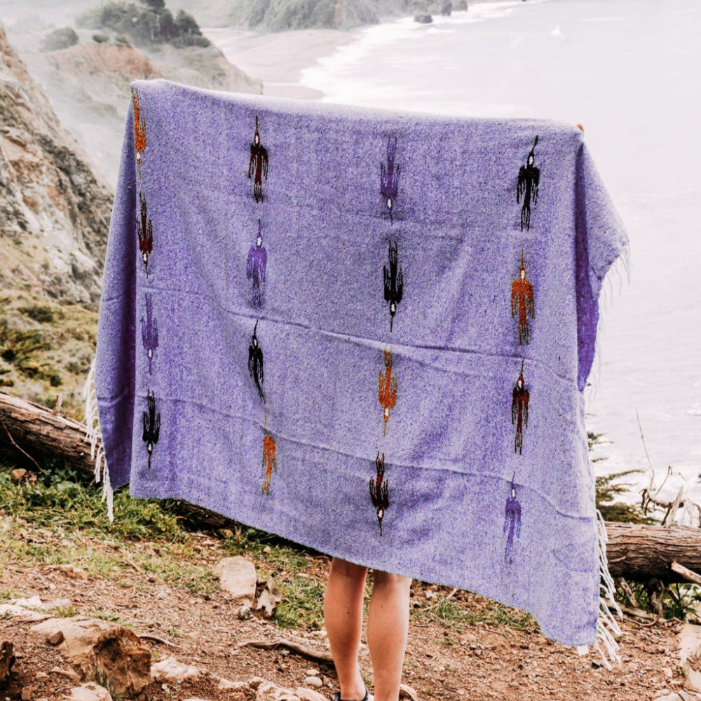 Violet Thunderbird Baja Yoga Blanket