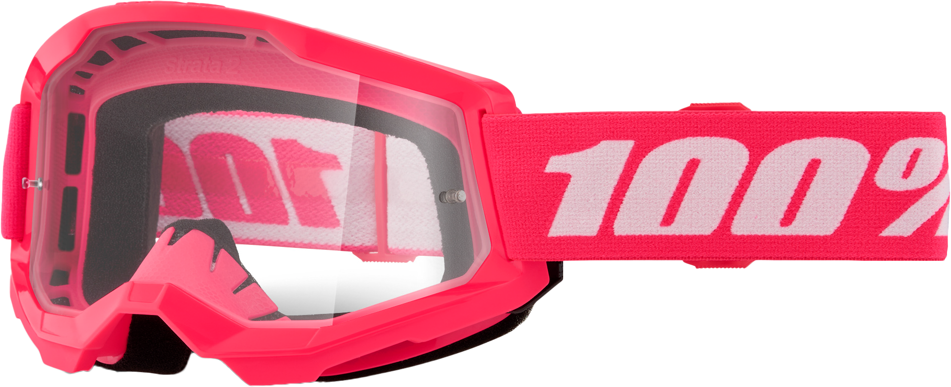 100% Strata 2 Youth Goggle Pink Clear Lens LiveTheGnar