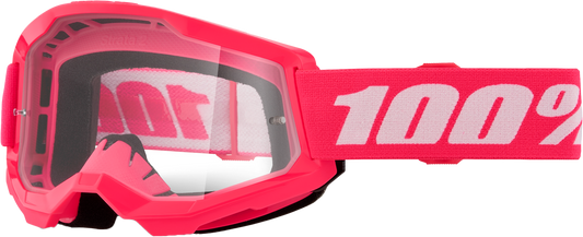 100% Strata 2 Youth Goggle Pink Clear Lens