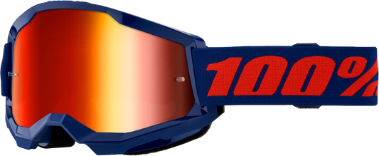 100% Strata 2 Goggle Navy Mirror Red Lens LiveTheGnar