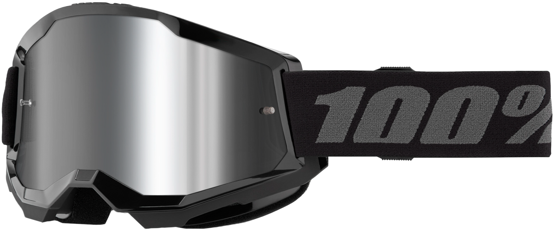 100% Strata 2 Youth Goggle Black Mirror Silver Lens LiveTheGnar
