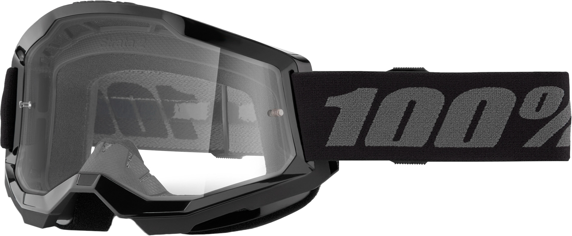 100% Strata 2 Goggle Black Clear Lens LiveTheGnar