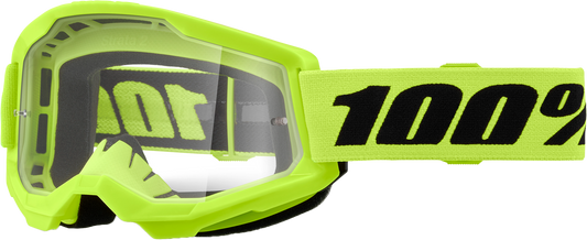 100% Strata 2 Youth Goggle Neon Yellow Clear Lens LiveTheGnar