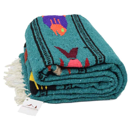 Midnight Teal Baja Fish Yoga Blanket West Path