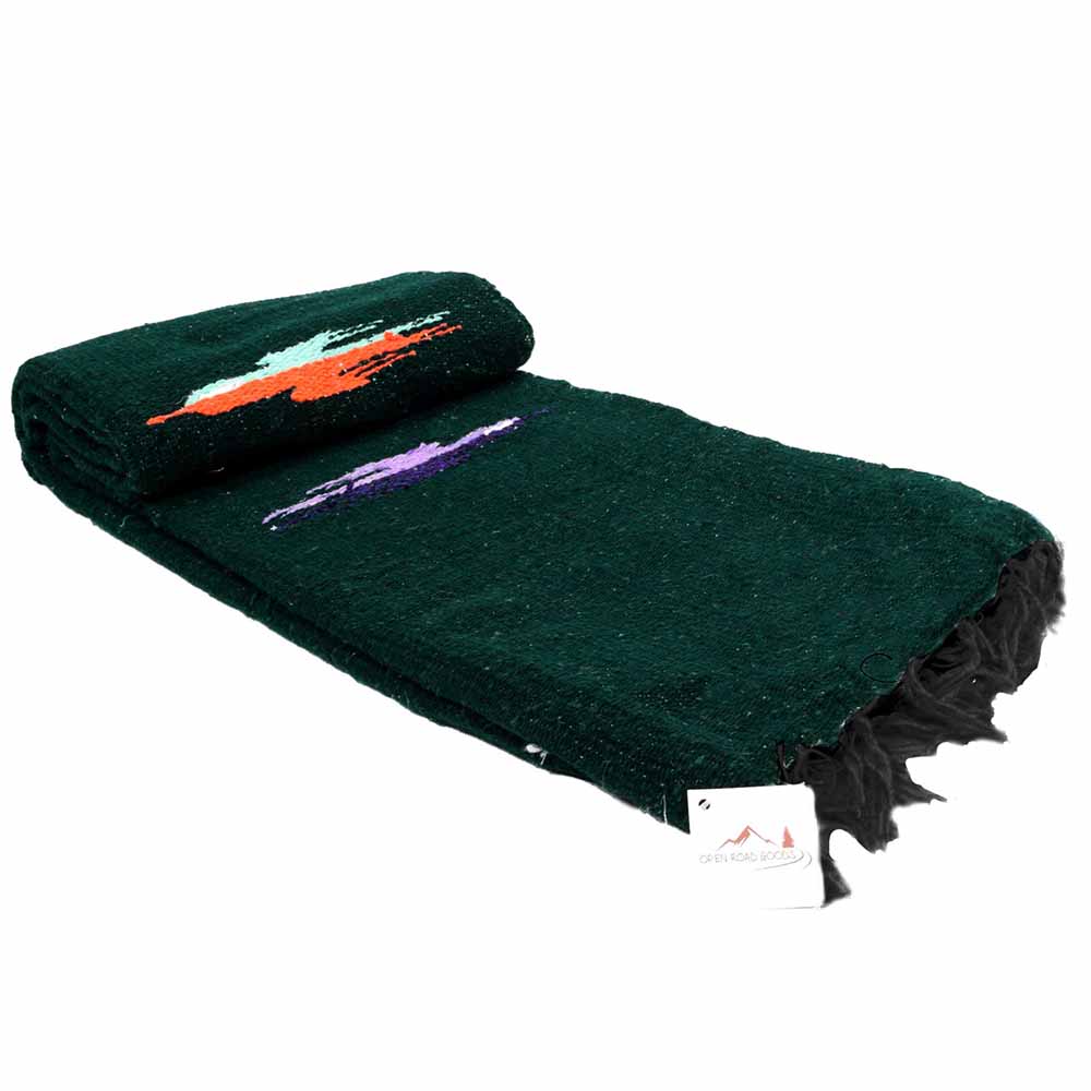 Dark Green Baja Thunderbird Blanket West Path