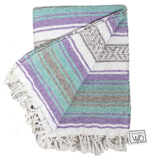 Seafoam Green & Pastel Purple Mexican Falsa Blanket West Path