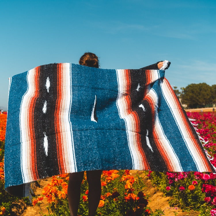 Harvest Moon Diamond Baja Blanket - Blue West Path