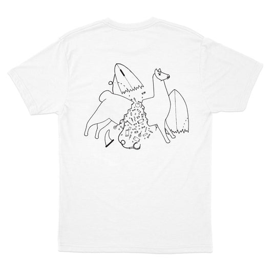 Surfing Llama White Tee - Organic Cotton