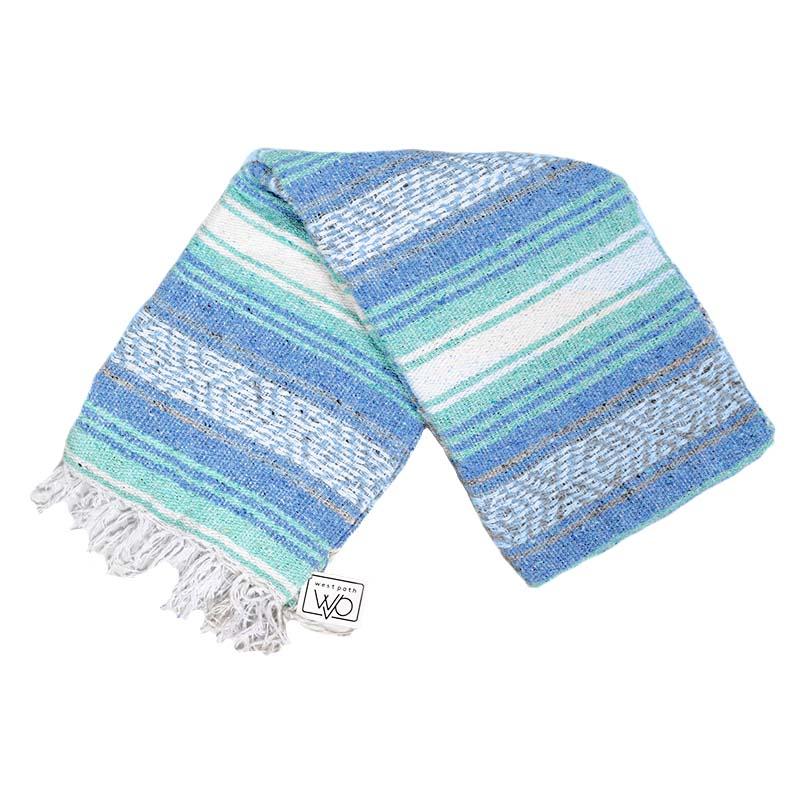 Mint Blue Ocean Mexican Falsa Yoga Blanket West Path