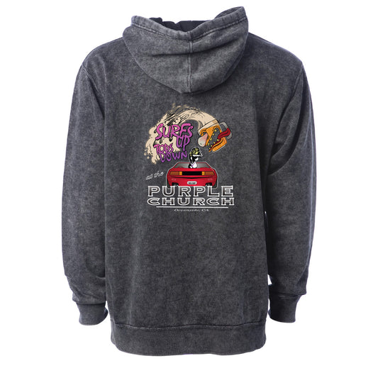 Purple Church Surfs Up Stonewashed Hoodie