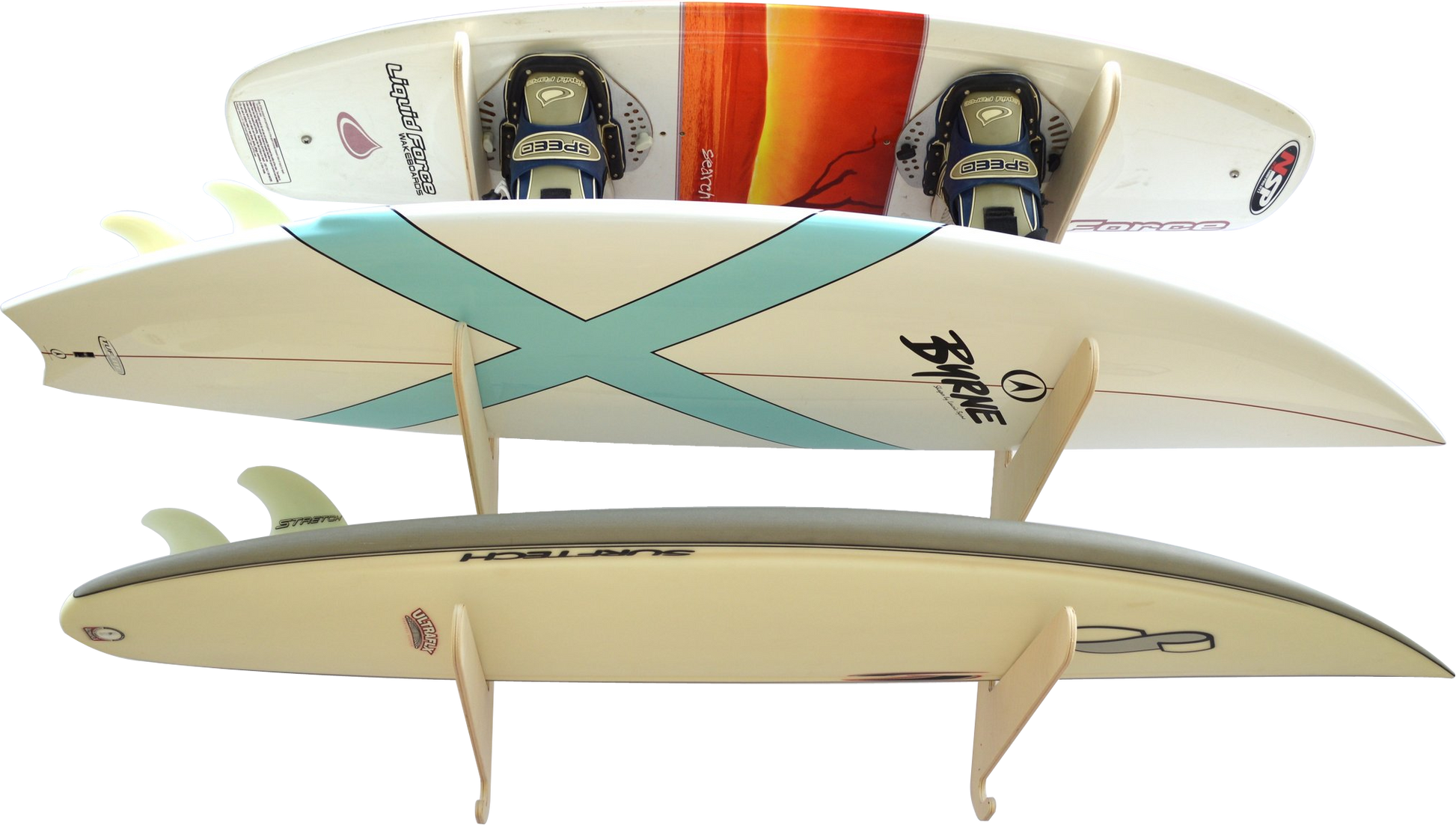 THE EXHIBITOR surfboard wall rack Rado Racks