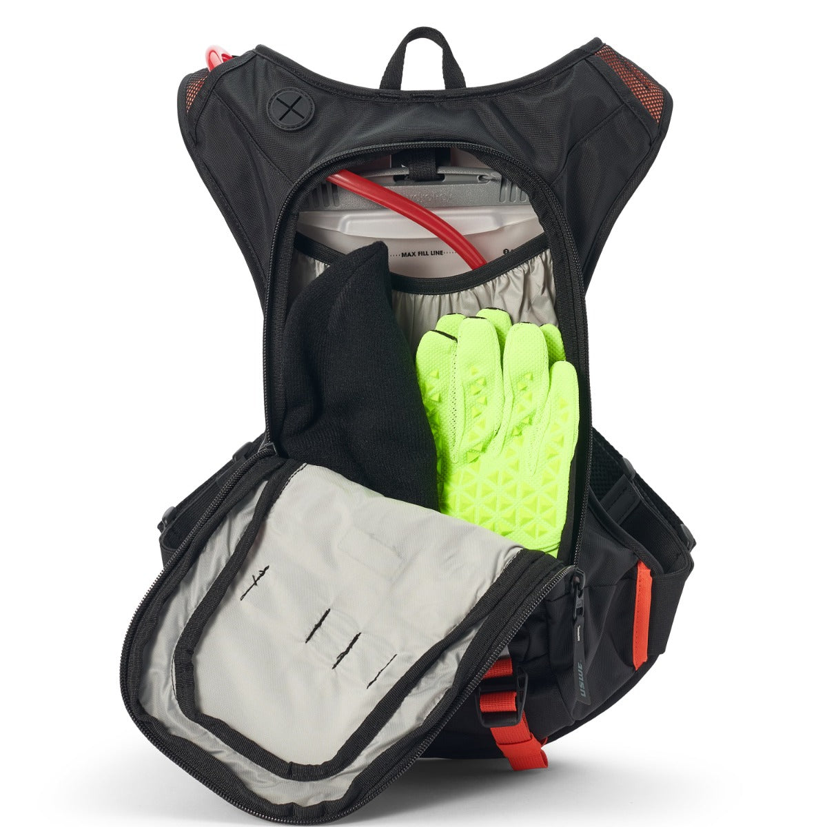 USWE Moto Hydro 12L Factory Orange Hydration Pack PNP Tube LiveTheGnar